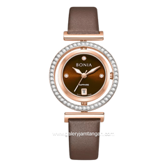 BONIA ELEGANCE B10926-2547S Brown Rosegold Dial Brown Leather Strap