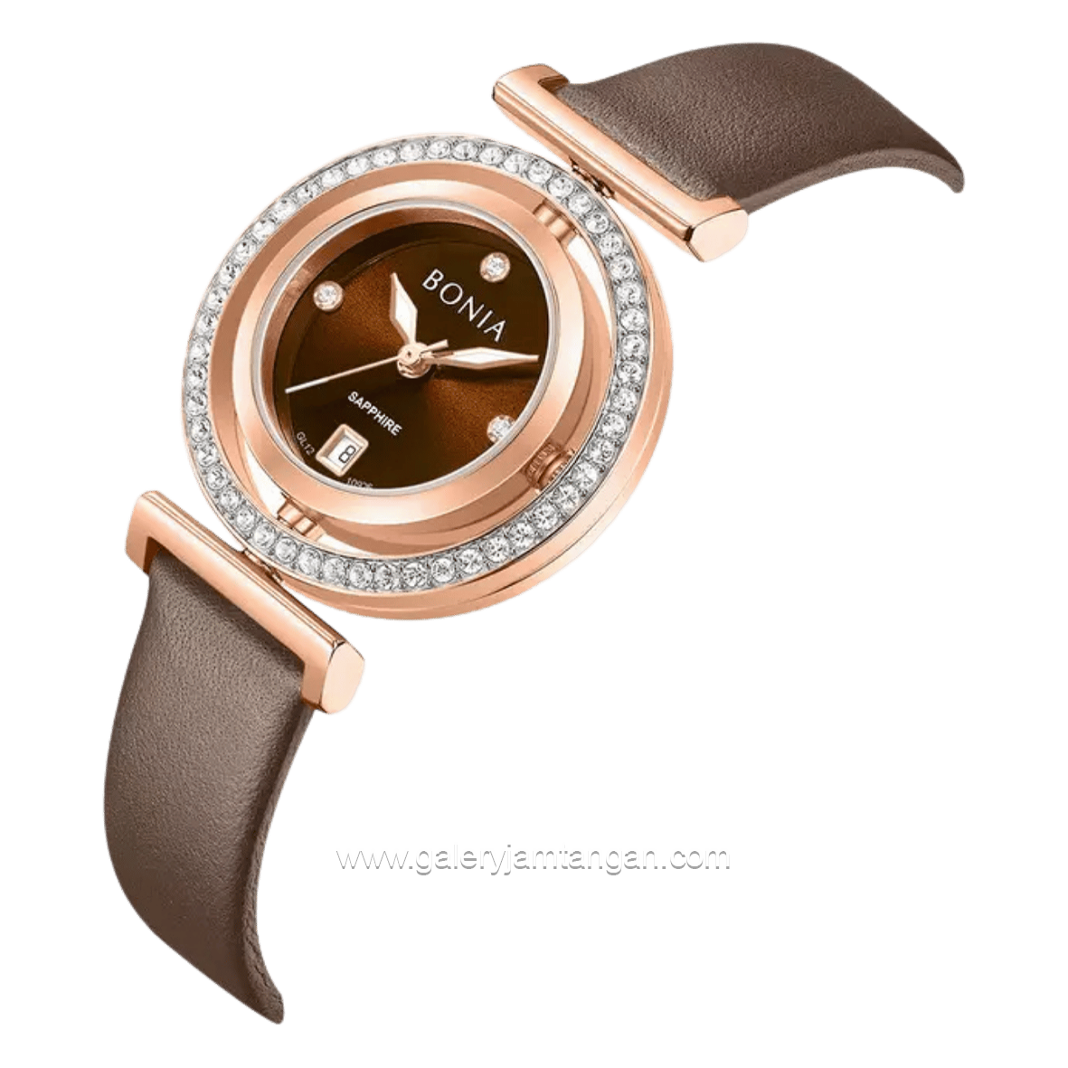 BONIA ELEGANCE B10926-2547S Brown Rosegold Dial Brown Leather Strap