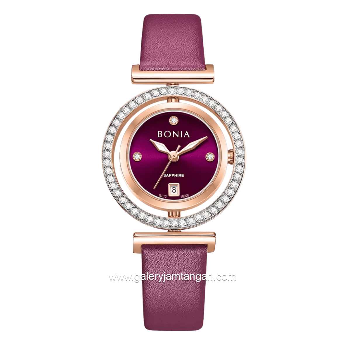 BONIA ELEGANCE BNB10926-2567S Wine Red Rosegold Leather Strap