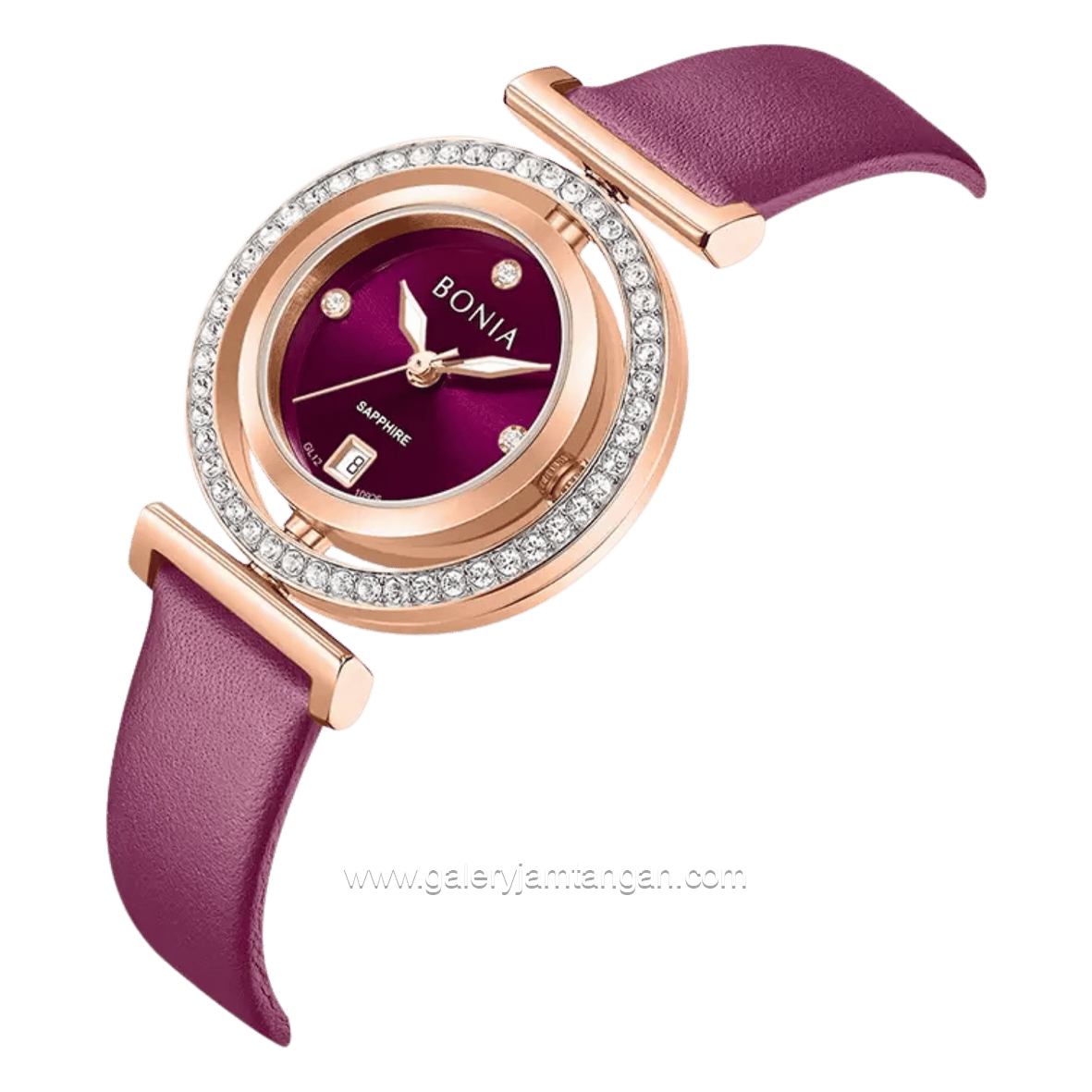 BONIA ELEGANCE BNB10926-2567S Wine Red Rosegold Leather Strap
