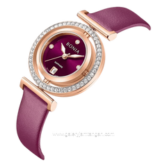 BONIA ELEGANCE BNB10926-2567S Wine Red Rosegold Leather Strap