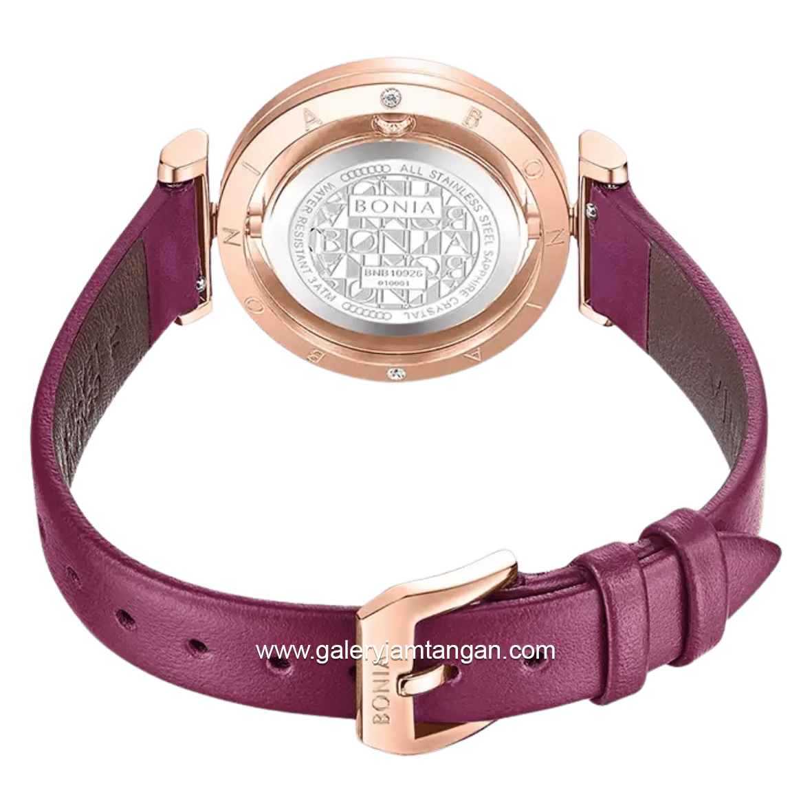 BONIA ELEGANCE BNB10926-2567S Wine Red Rosegold Leather Strap