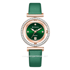 BONIA ELEGANCE BNB10926-2597S Green Rosegold Leather Strap