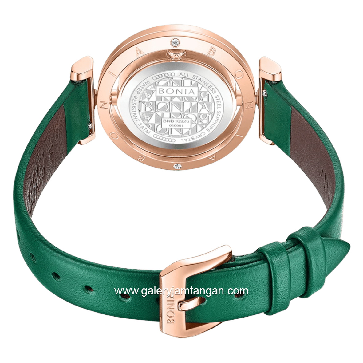 BONIA ELEGANCE BNB10926-2597S Green Rosegold Leather Strap