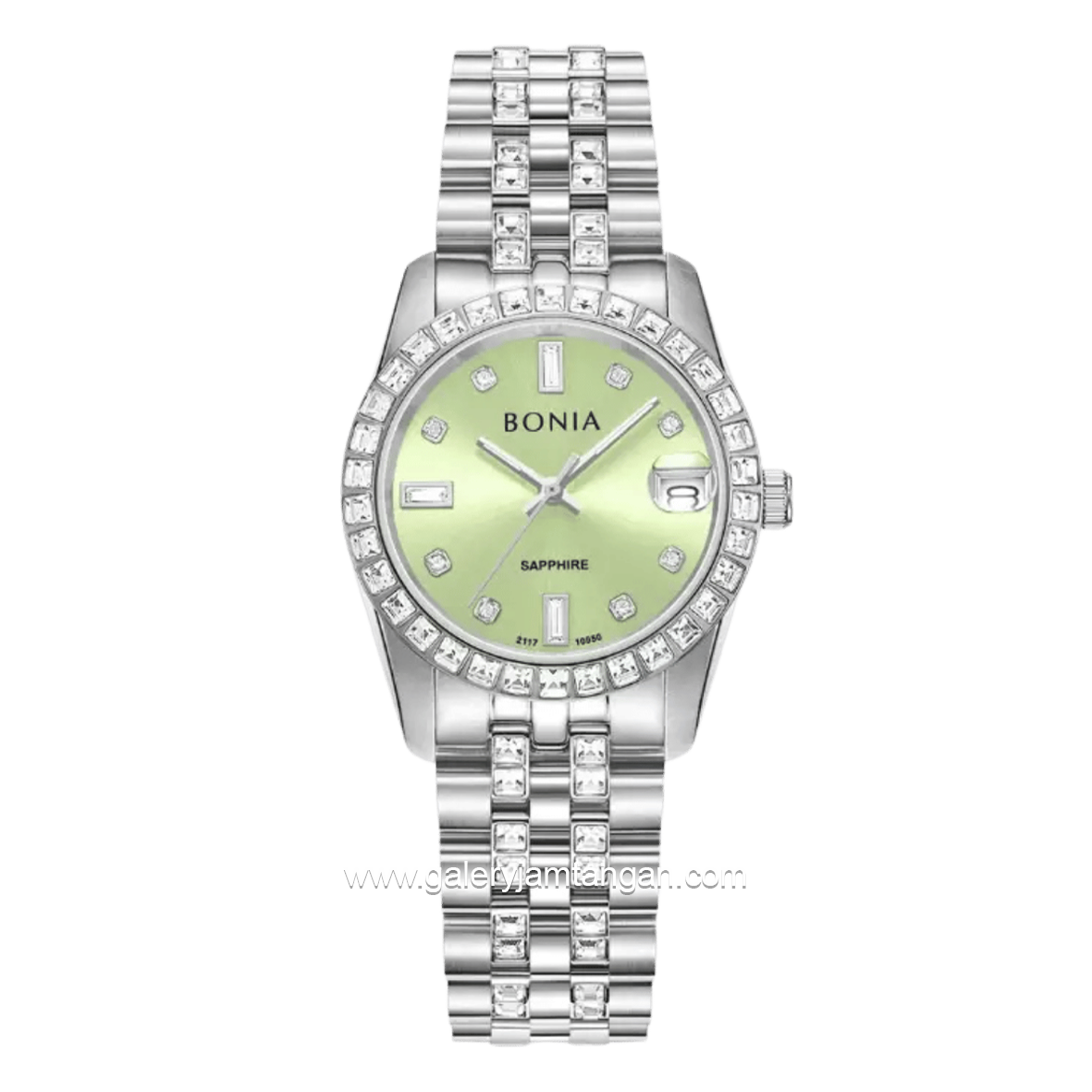 BONIA BNB10950-3397S Silver Dial Green Stainless Steel Strap