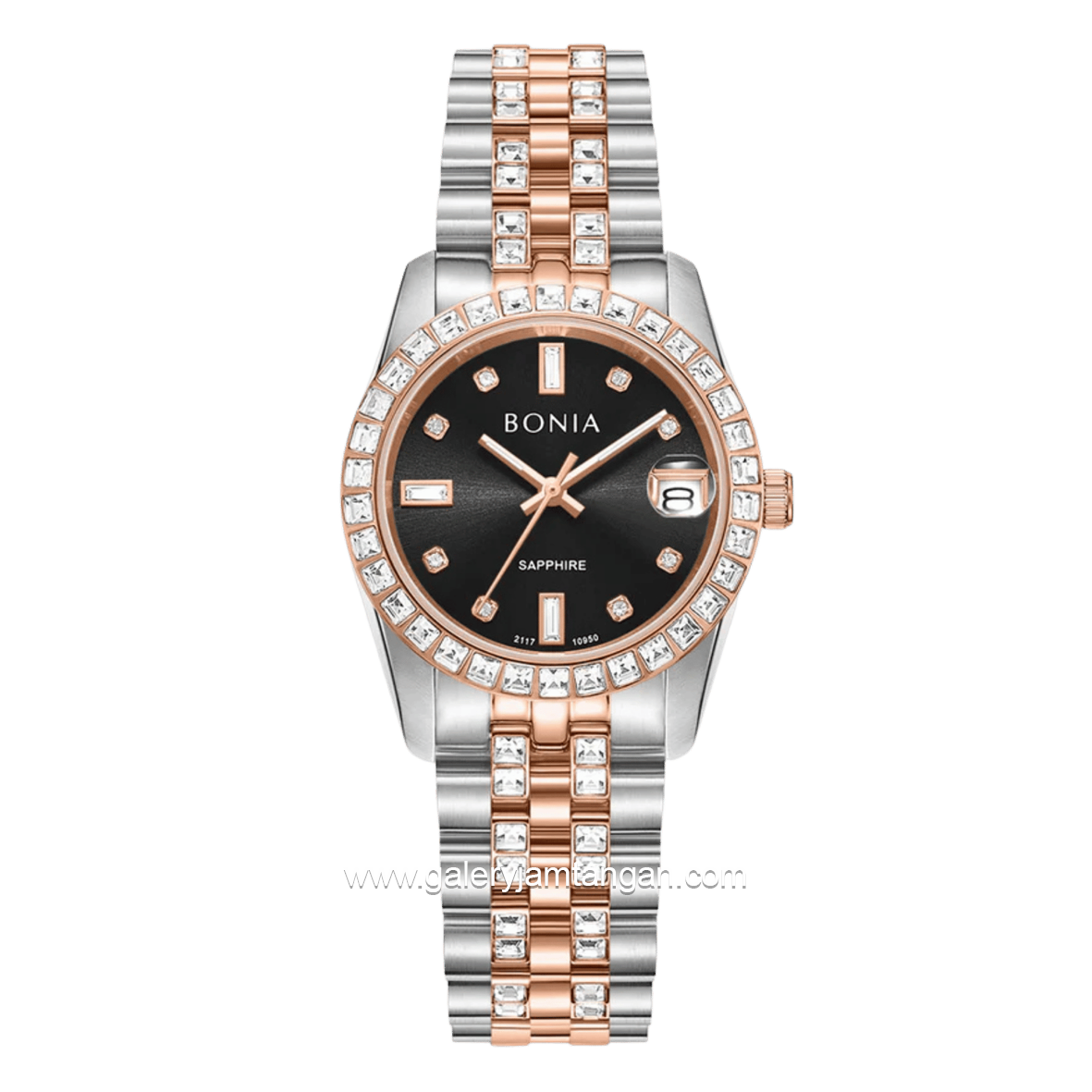BONIA BNB10950-3637S Silver Combi RoseGold Dial Black Stainless Steel Strap
