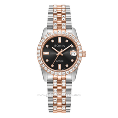 BONIA BNB10950-3637S Silver Combi RoseGold Dial Black Stainless Steel Strap