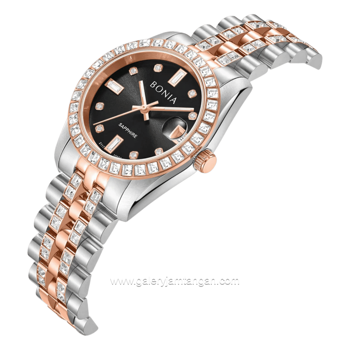BONIA BNB10950-3637S Silver Combi RoseGold Dial Black Stainless Steel Strap