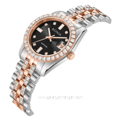 BONIA BNB10950-3637S Silver Combi RoseGold Dial Black Stainless Steel Strap