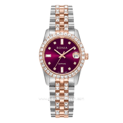 BONIA BNB10950-3667S Silver Combi Rosegold Dial Wine Red Stainless Steel Strap