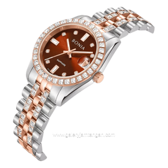 BONIA BNB10950-3647S Silver Rosegold Dial Brown Stainless Steel Strap