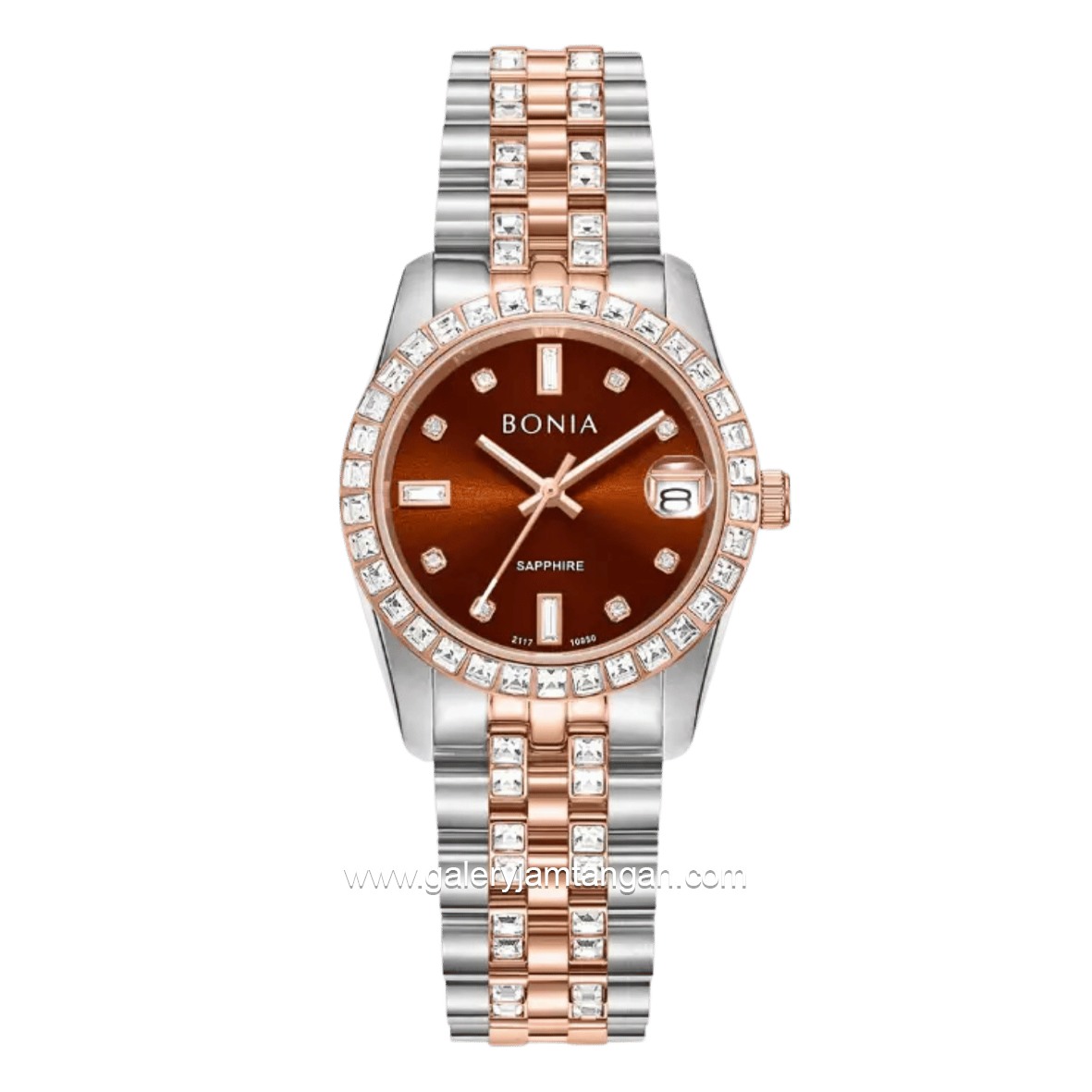 BONIA BNB10950-3647S Silver Rosegold Dial Brown Stainless Steel Strap