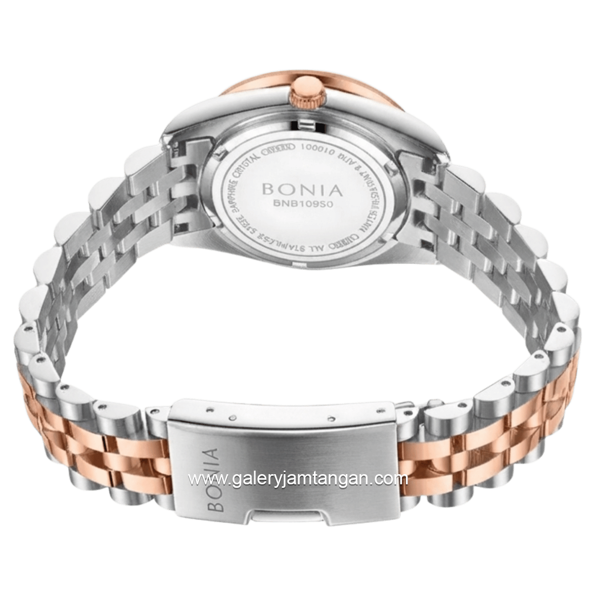 BONIA BNB10950-3667S Silver Combi Rosegold Dial Wine Red Stainless Steel Strap