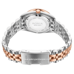 BONIA BNB10950-3667S Silver Combi Rosegold Dial Wine Red Stainless Steel Strap
