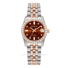 BONIA BNB10950-3647S Silver Rosegold Dial Brown Stainless Steel Strap