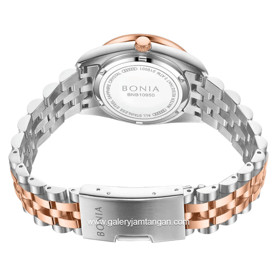 BONIA BNB10950-3697S Silver Combi Rosegold Dial Green Stainless Steel Strap