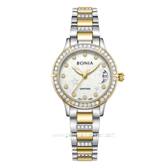 BONIA BNB10960-2117S Silver Combi Gold Dial White Stainless Steel Strap