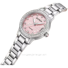 BONIA BNB10960-2377S Silver Dial Pink Stainless Steel Strap