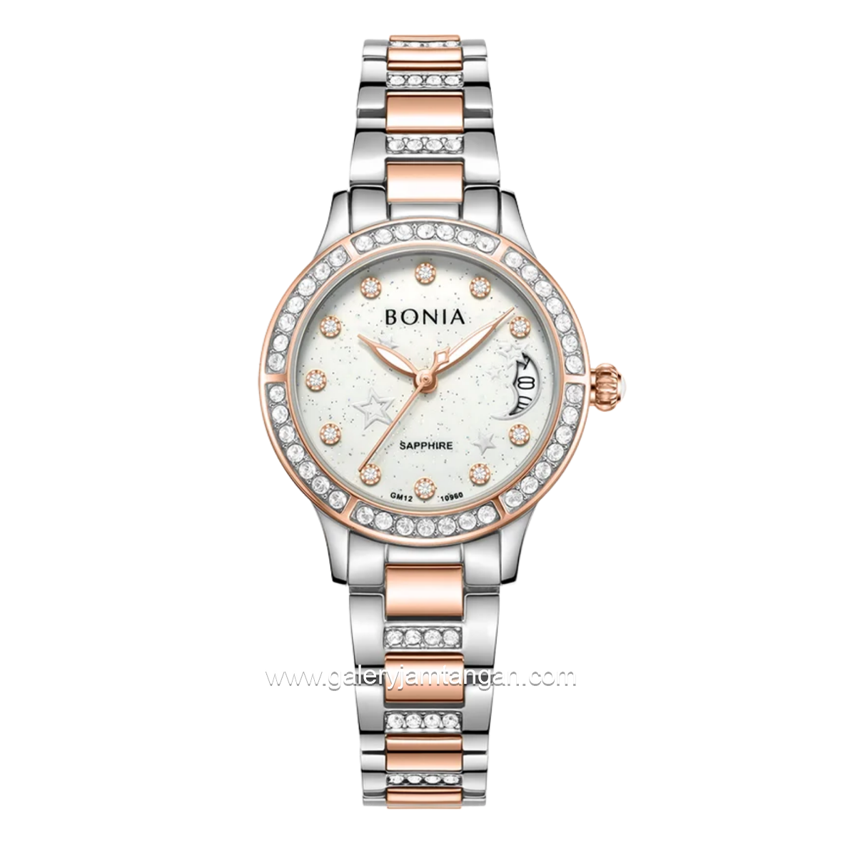 BONIA BNB10960-2617S Silver Combi Rosegold Dial White Stainless Steel Strap