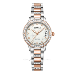 BONIA BNB10960-2617S Silver Combi Rosegold Dial White Stainless Steel Strap