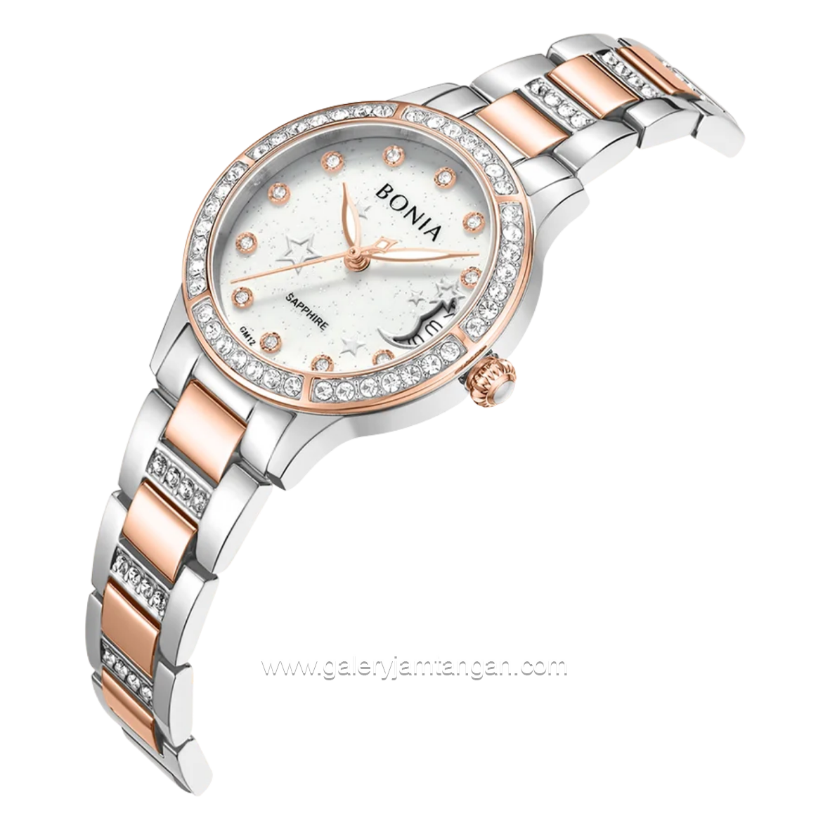 BONIA BNB10960-2617S Silver Combi Rosegold Dial White Stainless Steel Strap