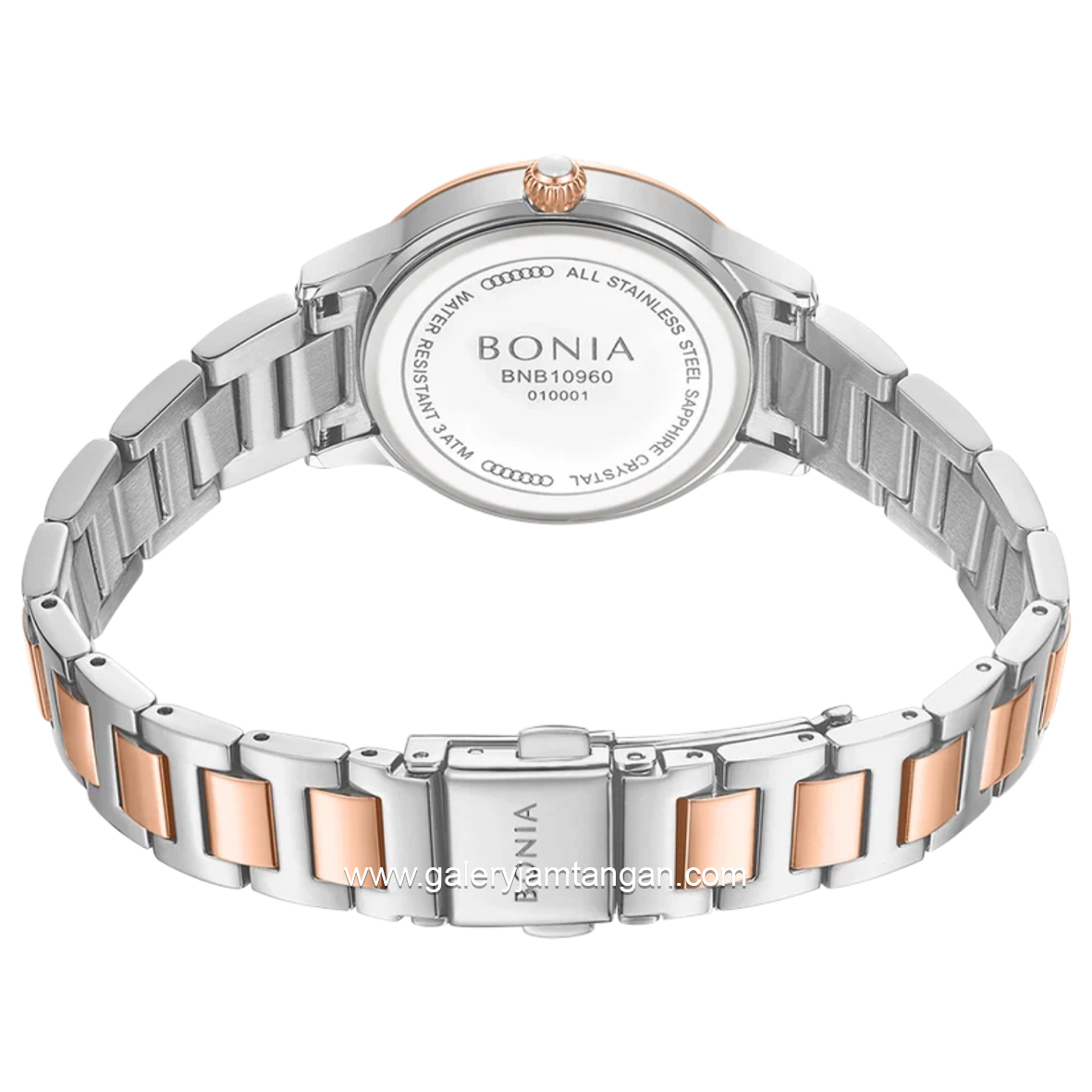 BONIA BNB10960-2617S Silver Combi Rosegold Dial White Stainless Steel Strap