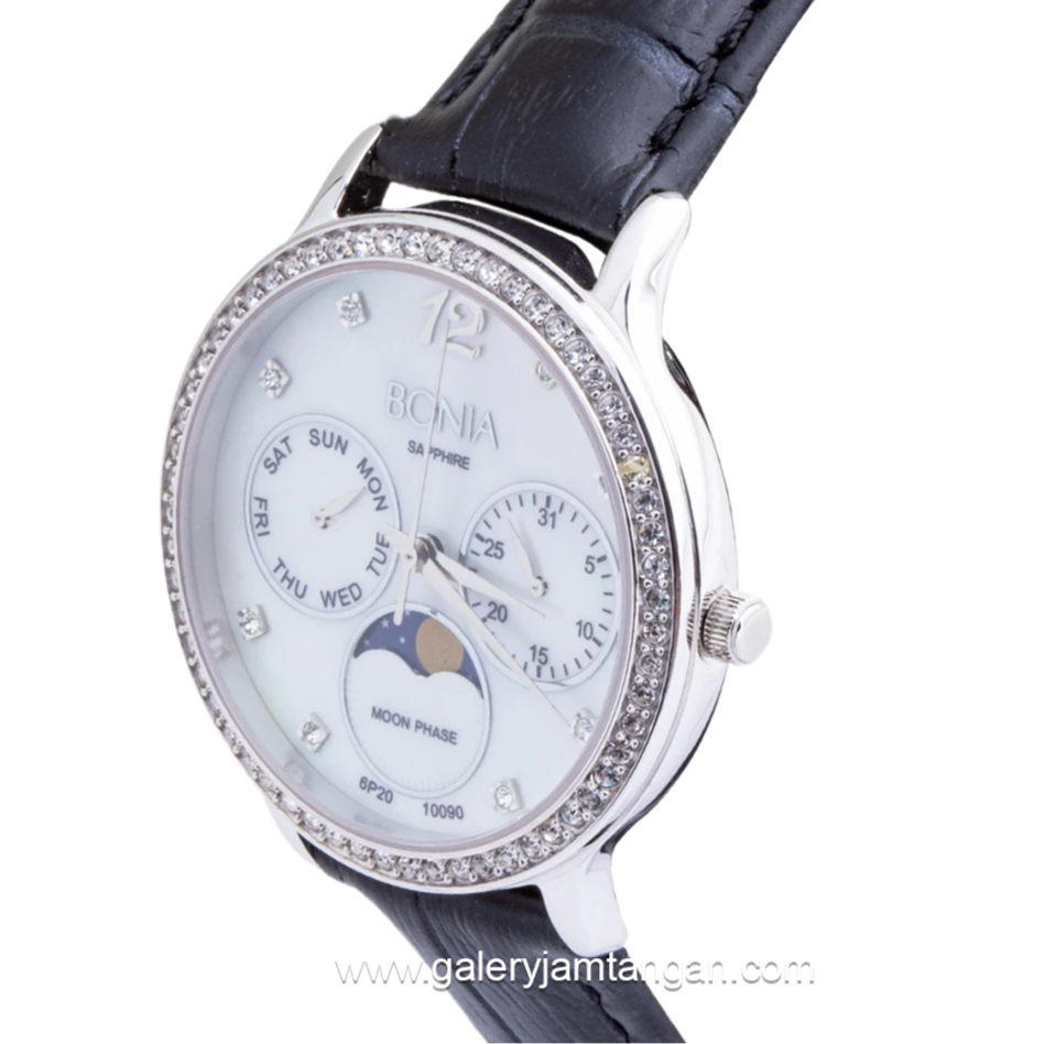 BONIA BNB10090-2355SB Dial White Leather Strap