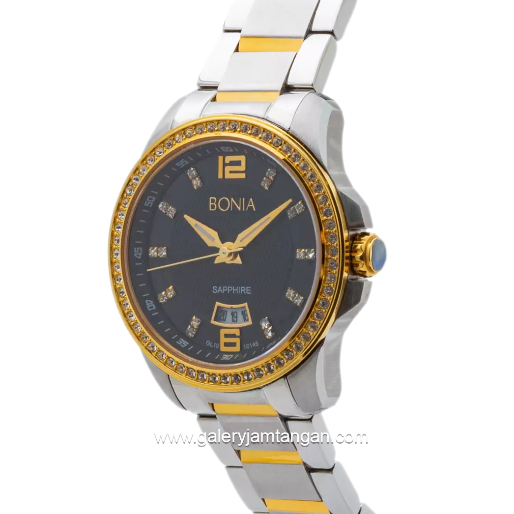 BONIA BNB10145-2135S Silver Dial Black With Swarovski Crystal Stainless Steel