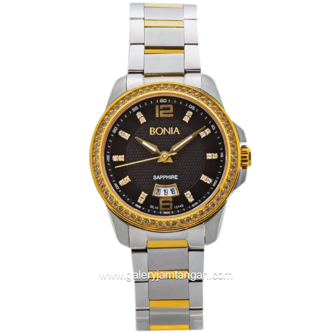 BONIA BNB10145-2135S Silver Dial Black With Swarovski Crystal Stainless Steel
