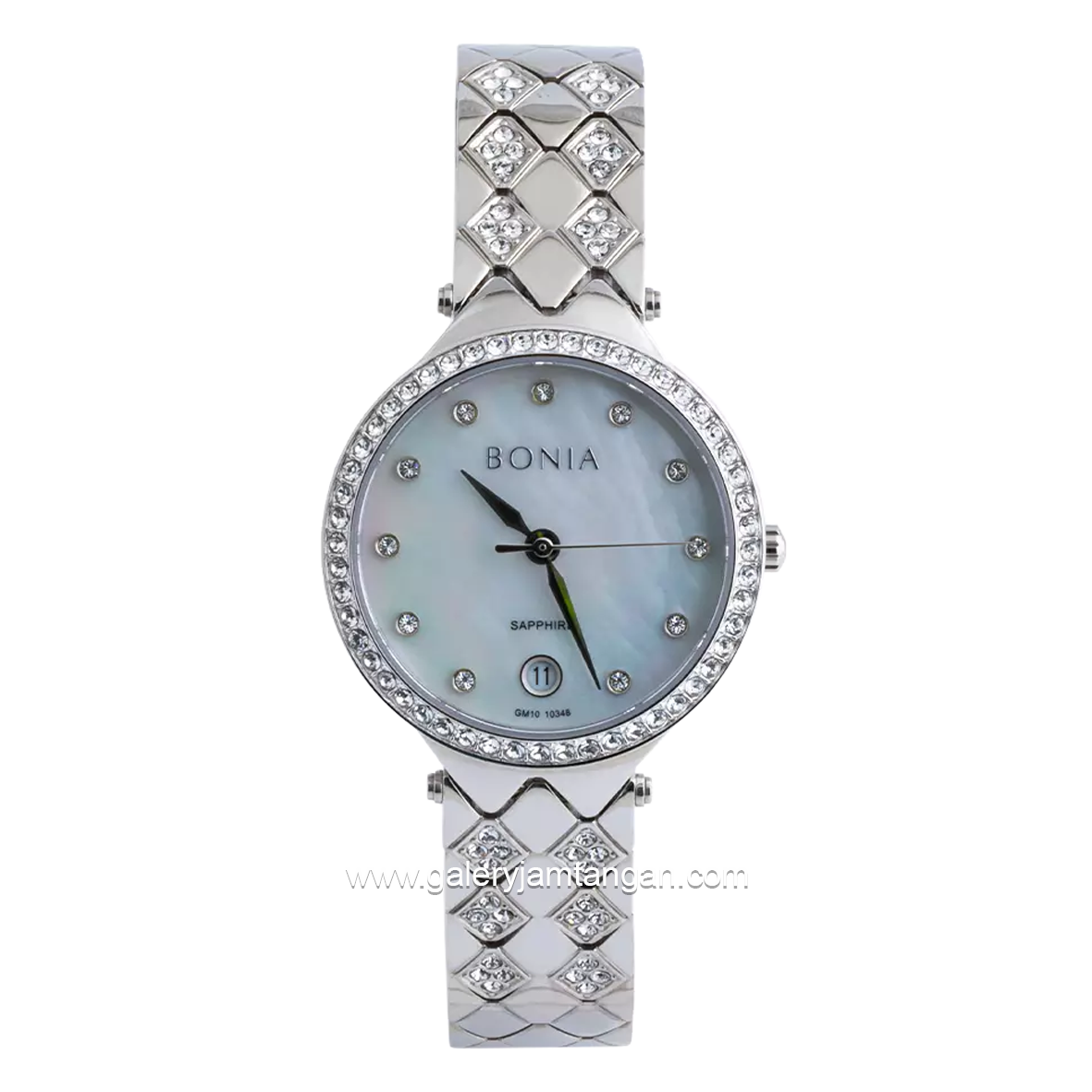 BONIA BNB10348-2357S Silver Dial White MOP Sapphire Crystal Stainless Steel