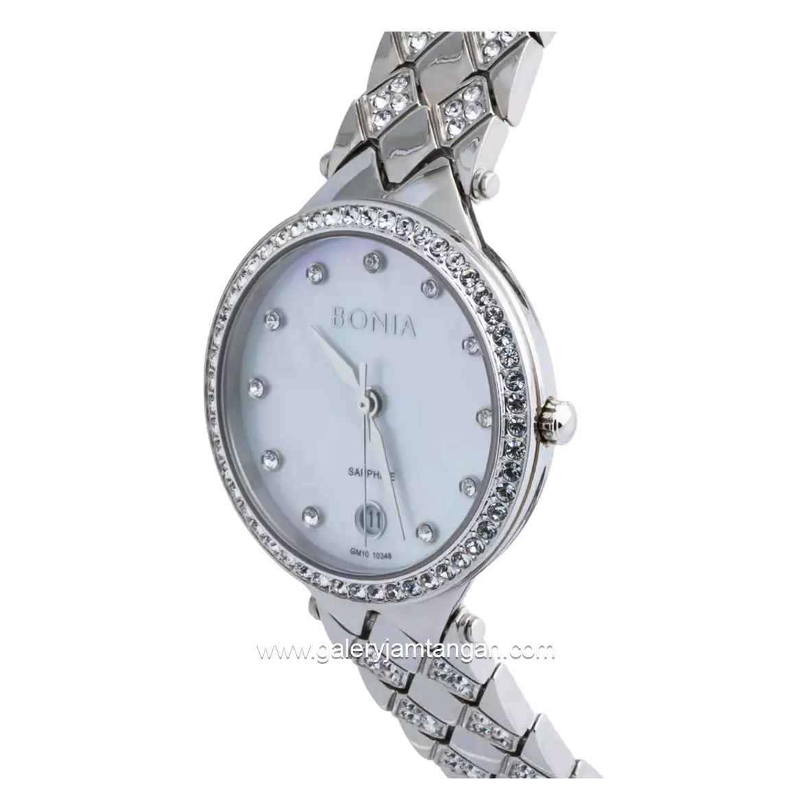 BONIA BNB10348-2357S Silver Dial White MOP Sapphire Crystal Stainless Steel