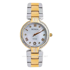 BONIA BNB10376-2153S Combination Silver Gold Dial White MOP Sapphire Crystal Stainless Steel