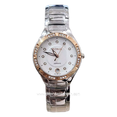 BONIA BNB10397-2317S Silver Rosegold Dial White Sapphire Crystal Stainless Steel