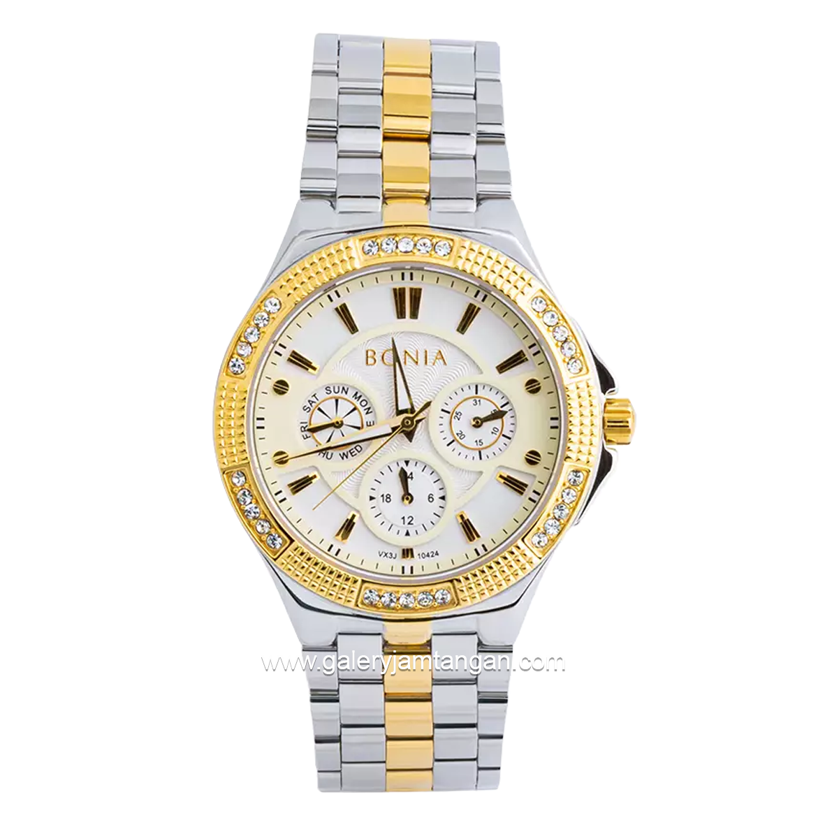 BONIA BNB10424-2112S Combination Silver Gold Dial White Stainless Steel