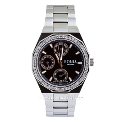 BONIA BNB10438-2332S Silver Dial Black Sapphire Crystal Stainless Steel