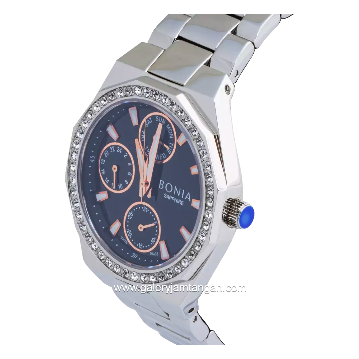 BONIA BNB10438-2332S Silver Dial Black Sapphire Crystal Stainless Steel