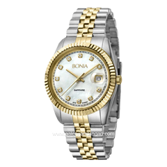 BONIA BNB10550-1157 Combination Silver Gold Dial White Stainless Steel