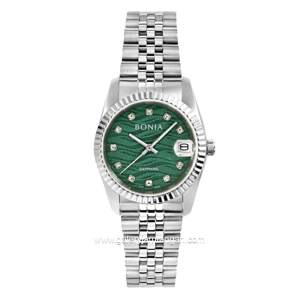 BONIA BNB10550-3307 Silver Dial Green Sapphire Crystal Stainless Steel