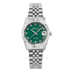 BONIA BNB10550-3397 Women's Watches Silver Dial Green Stainless Steel