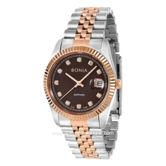 BONIA BNB10550-3647 Silver Rosegold Dial Brown Stainless Steel