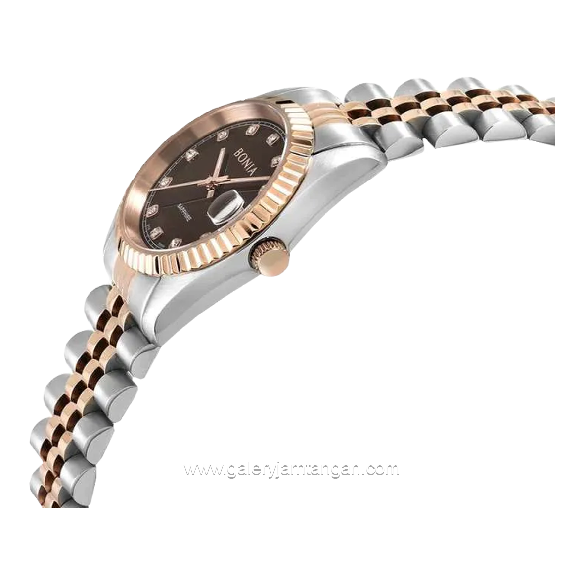 BONIA BNB10550-3647 Silver Rosegold Dial Brown Stainless Steel