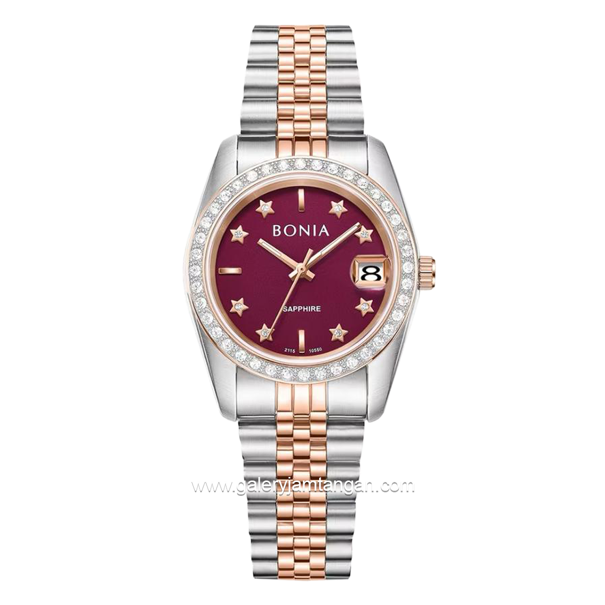 BONIA BNB10550-3669S Silver Dial Wine Red Stainless Steel