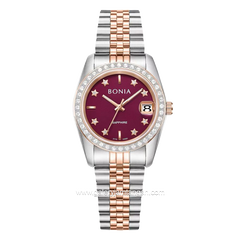 BONIA BNB10550-3669S Silver Dial Wine Red Stainless Steel