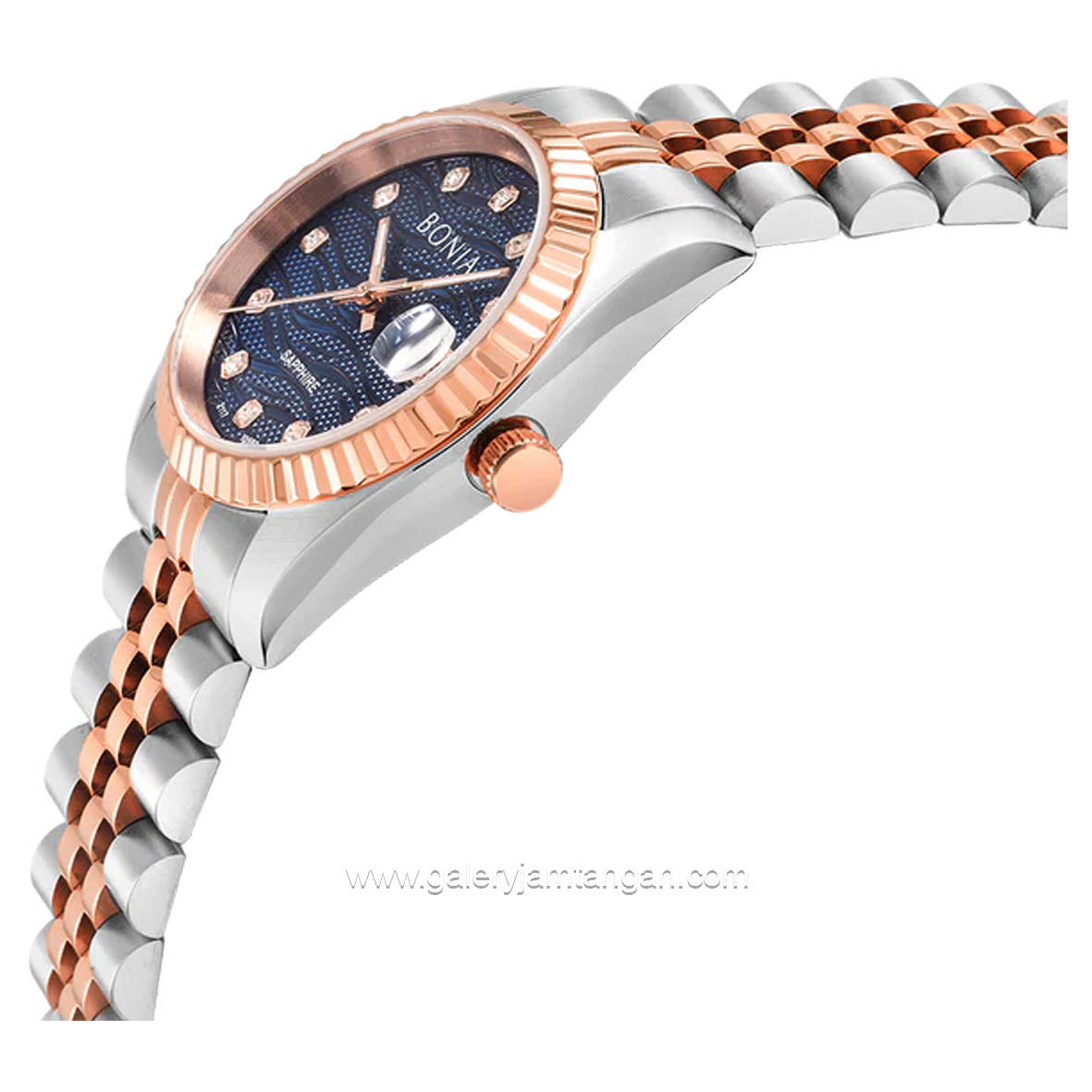 BONIA BNB10550-3687 Silver Rosegold Dial Navy Stainless Steel