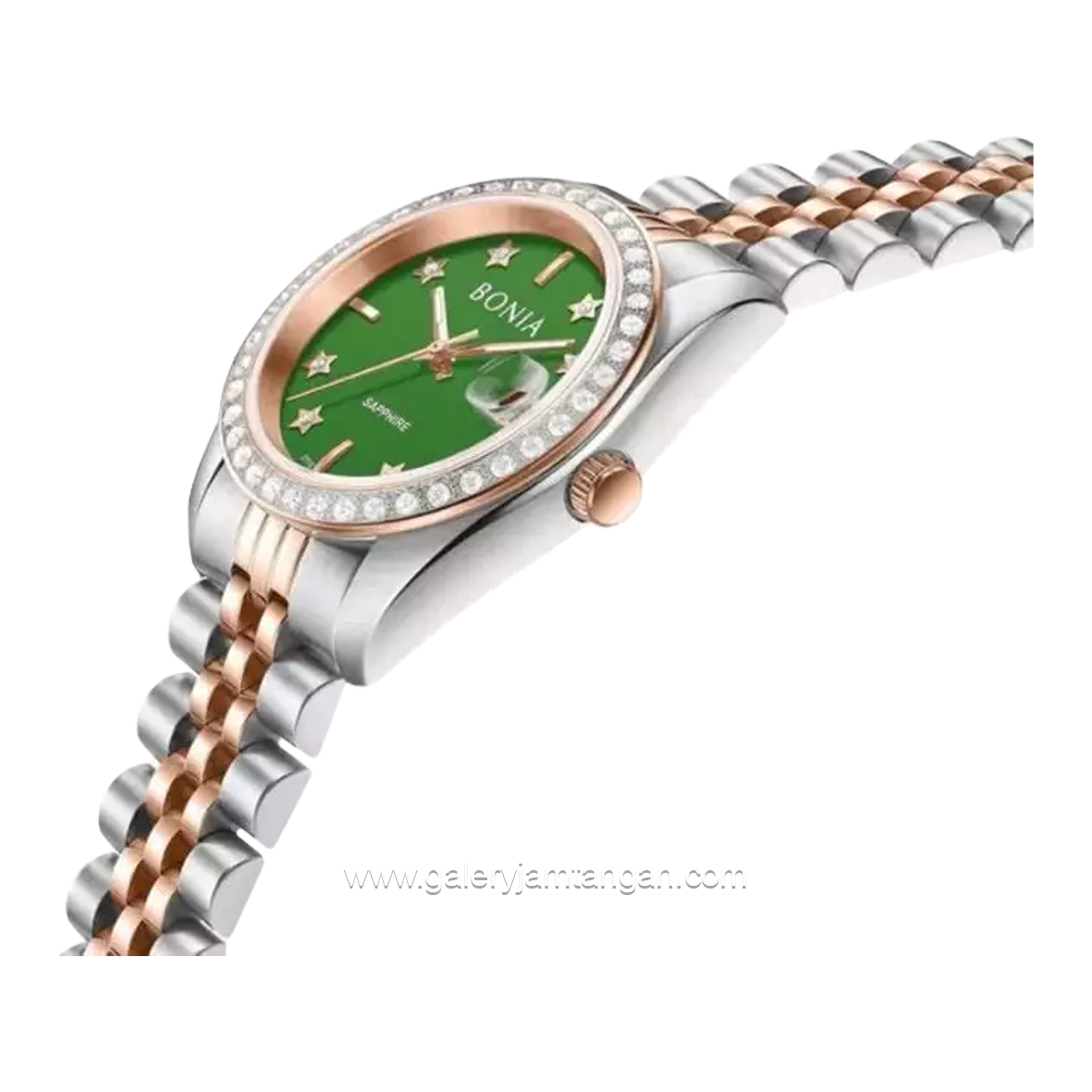 BONIA BNB10550-3699S Combination Silver Rosegold Dial Green Stainless Steel