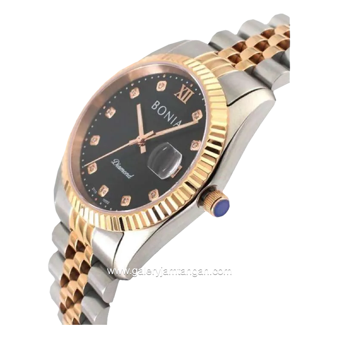 BONIA BNB10552-1633 Silver Rosegold Dial Black Stainless Steel