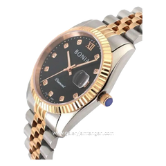 BONIA BNB10552-1633 Silver Rosegold Dial Black Stainless Steel