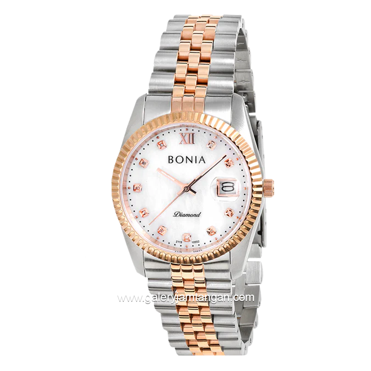 BONIA BNB10552-1653 Silver Rosegold Dial White Stainless Steel