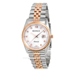 BONIA BNB10552-1653 Silver Rosegold Dial White Stainless Steel