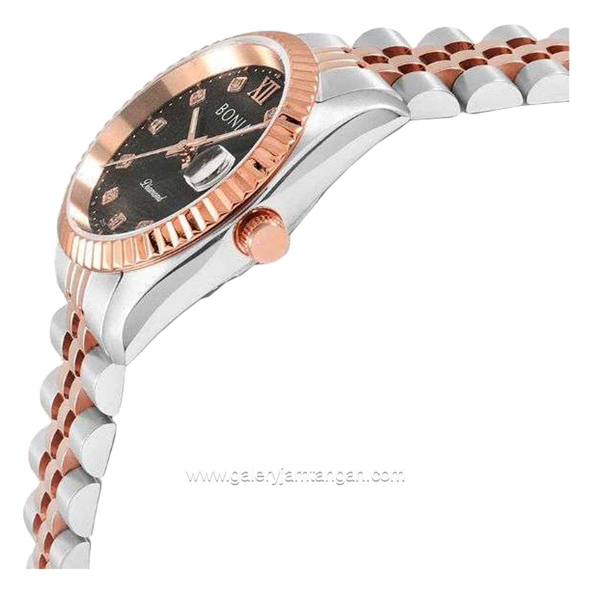 BONIA BNB10552-3633 Silver Rosegold Dial Black Stainless Steel